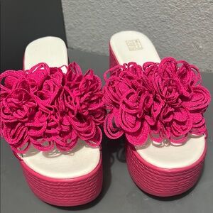 Elegant Pink Floral Women's Platform Sandals